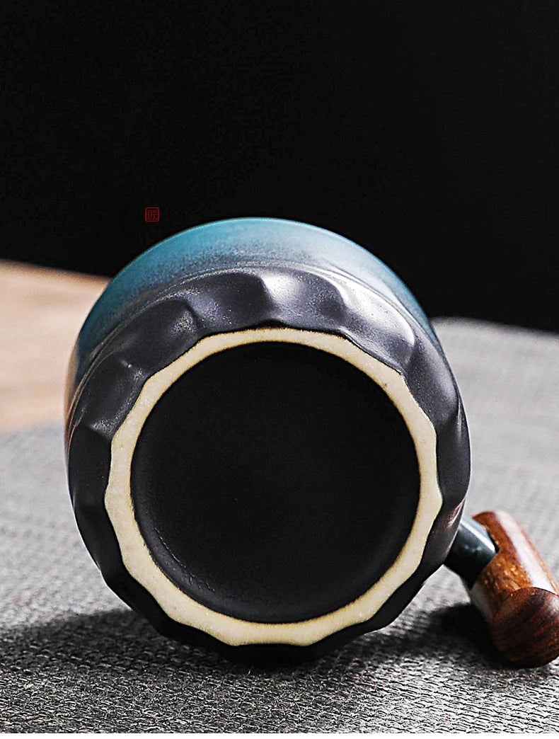 Taza de café exquisita hecha a mano creativa, taza de café Vintage con mango de madera, tazas, tazas, vasos, cocina, comedor, Bar, hogar