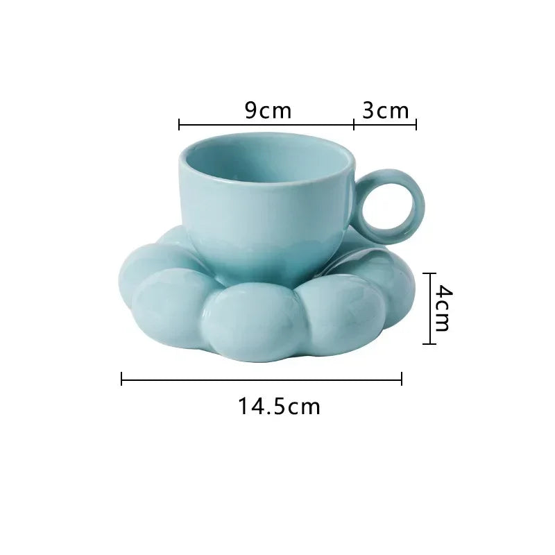Juego de tazas de café de cerámica con platillo, taza creativa en forma de nube, leche, té de la tarde, tazas de agua, artículos para beber, decoración de mesa de cocina